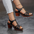 Retro-Sandalen mit Blockabsatz und verstellbarem Riemen R&B R&B