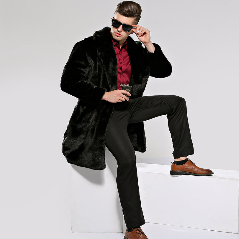 Herren Luxuriöses Kunstpelz-Cape mit voluminösem Kragen und vielseitigem Schnitt R&B