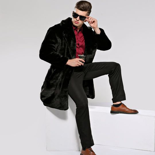 Herren Luxuriöses Kunstpelz-Cape mit voluminösem Kragen und vielseitigem Schnitt R&B