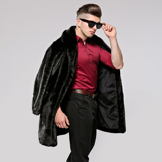 Herren Luxuriöses Kunstpelz-Cape mit voluminösem Kragen und vielseitigem Schnitt R&B