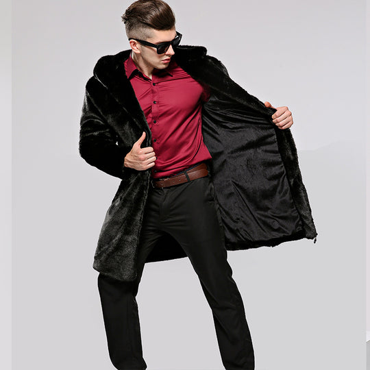 Herren Luxuriöses Kunstpelz-Cape mit voluminösem Kragen und vielseitigem Schnitt R&B