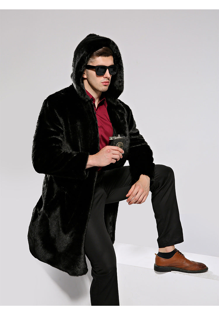 Herren Luxuriöses Kunstpelz-Cape mit voluminösem Kragen und vielseitigem Schnitt R&B