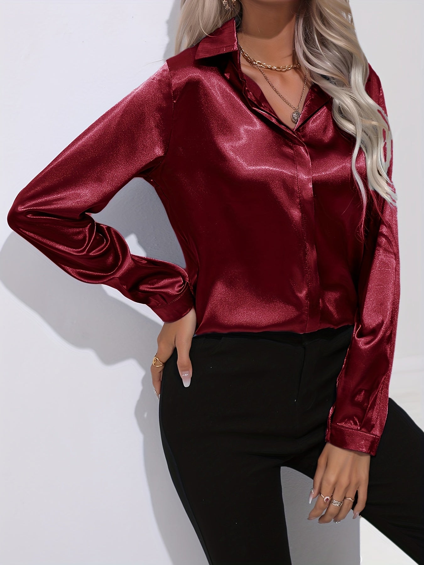 EB | Damen Elegante Satinbluse
