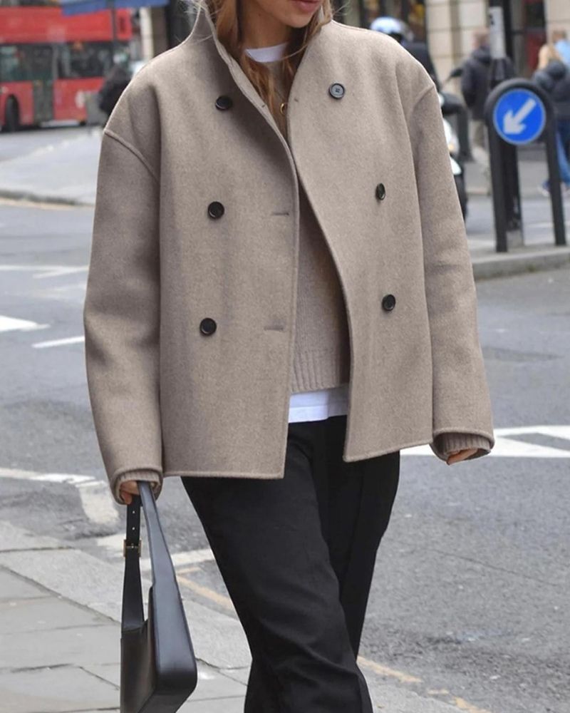 R&B | Doppelreiher Kurze Jacke Minimalistisch Tailliert