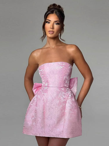 R&B | Temperament sexy Jacquard Tube Top Schleife Kleid