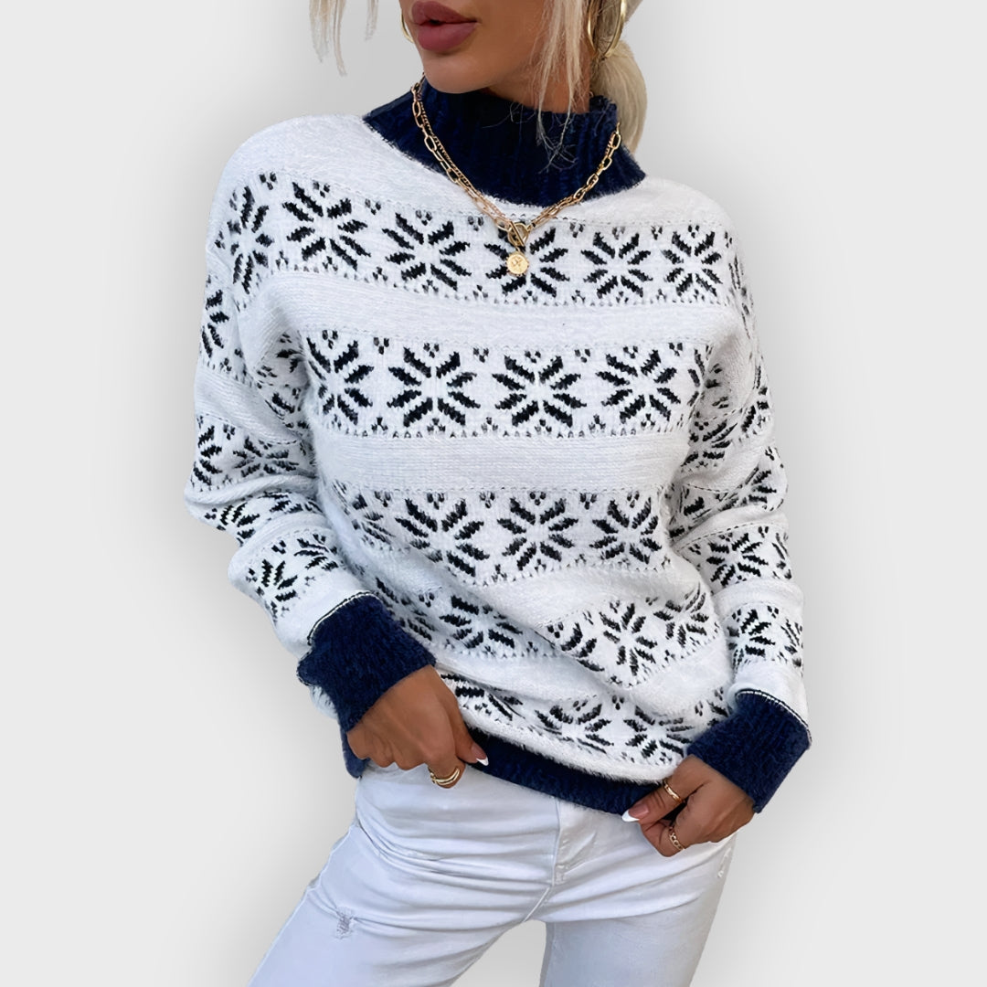 R&B | Strick Schneeflocken Rollkragenpullover