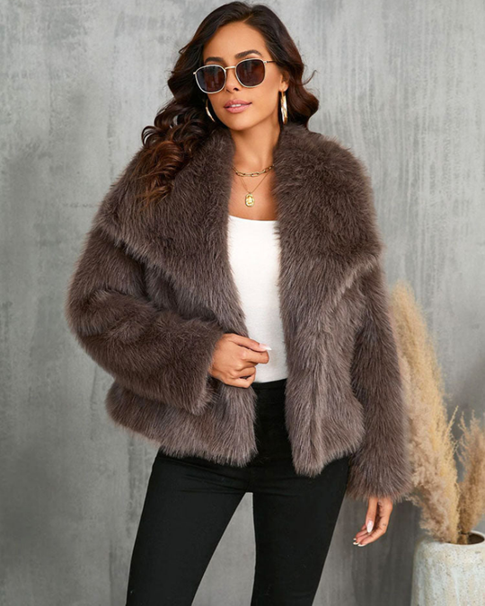 R&B | Flauschige Fell Jacke Damen