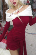 R&B | Weihnachts-Kontrast-Strick-Minikleid
