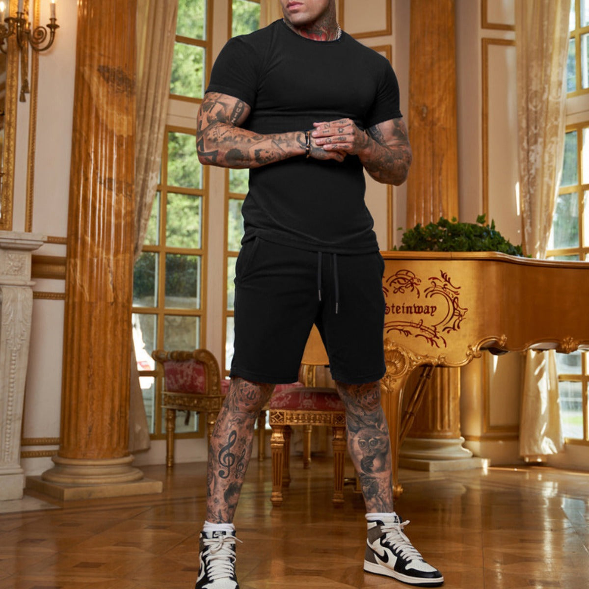 R&B | Einfarbiger kurzärmeliger Sportanzug