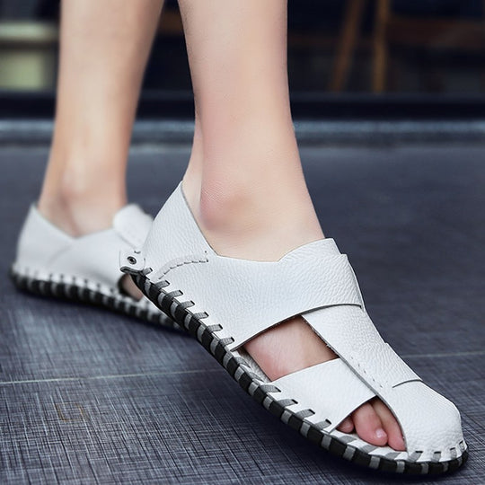 Herren Bequeme Leder-Sandalen mit rutschfester Sohle R&B