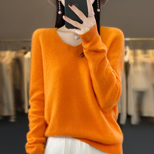 R&B | Lockerer Damenpullover mit V-Ausschnitt für Herbst und Winter