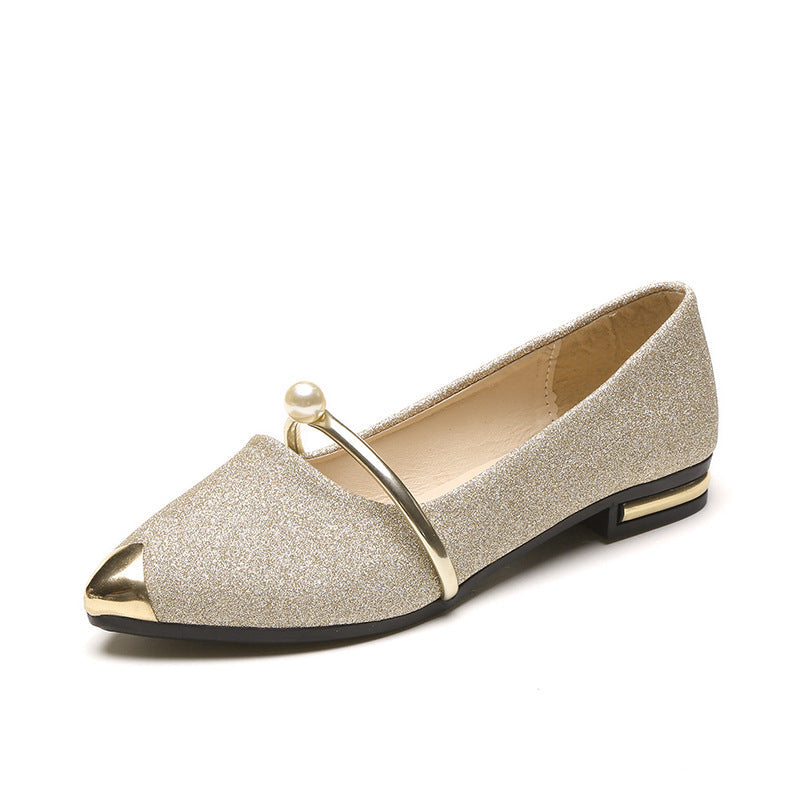 Damen Elegante Slipper mit funkelndem Obermaterial und modischem Perlenschmuck