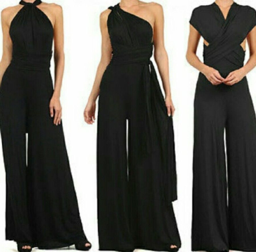 Damen Eleganter Jumpsuit mit Tiefem V-Ausschnitt und Innovativer Wickeloptik R&B