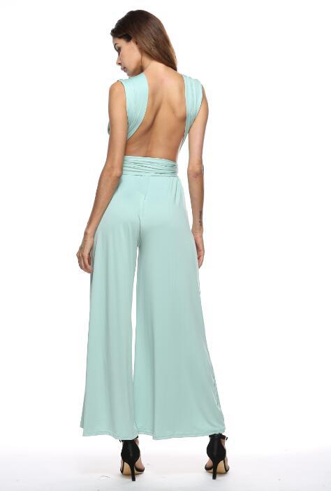 Damen Eleganter Jumpsuit mit Tiefem V-Ausschnitt und Innovativer Wickeloptik R&B