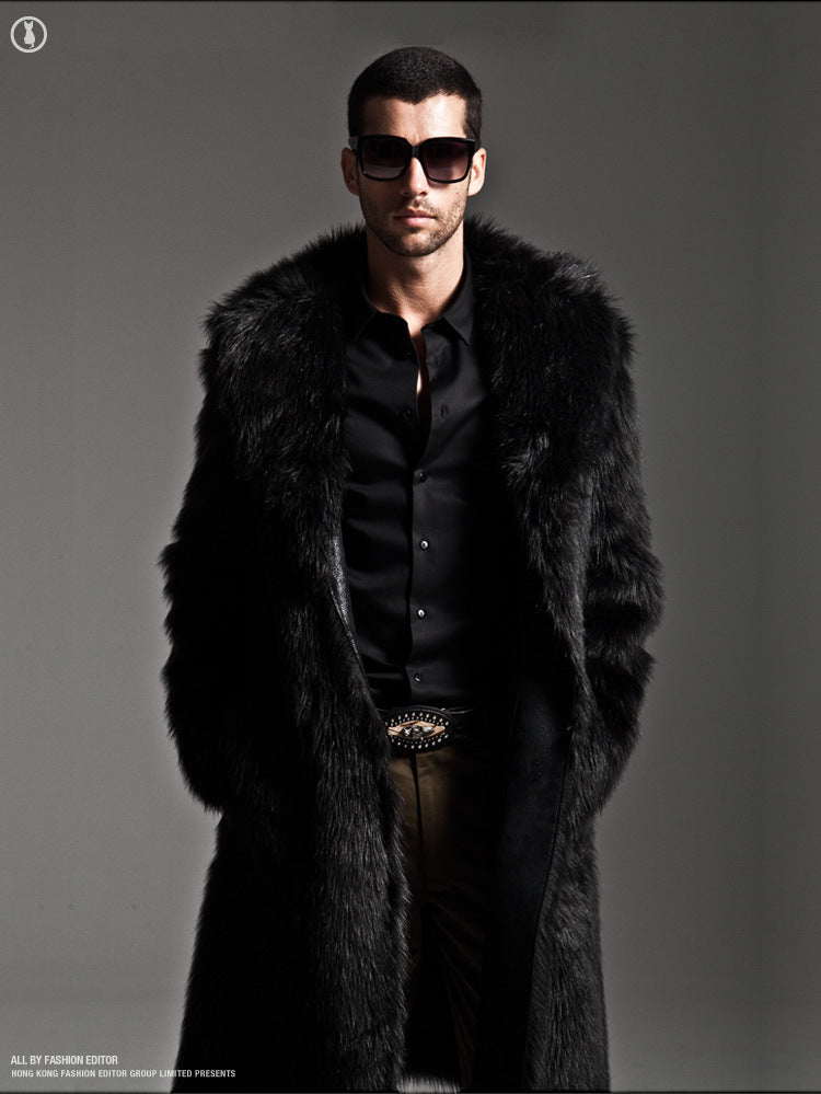 Herren Eleganter Kunstfell-Mantel R&B