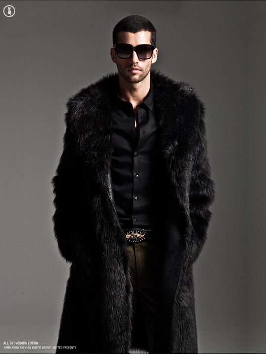 Herren Eleganter Kunstfell-Mantel R&B