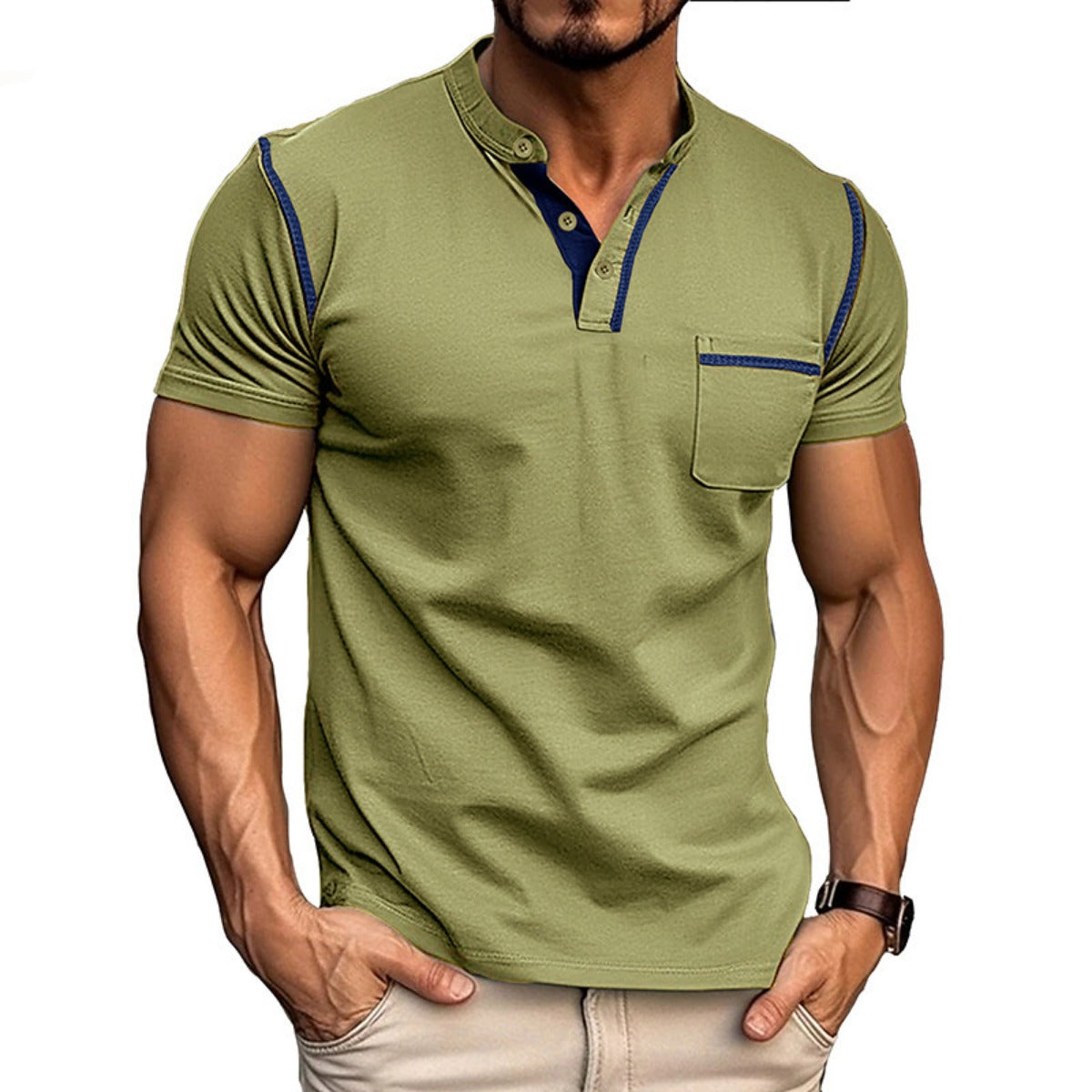R&B | Kurzärmeliges Henley-Hemd