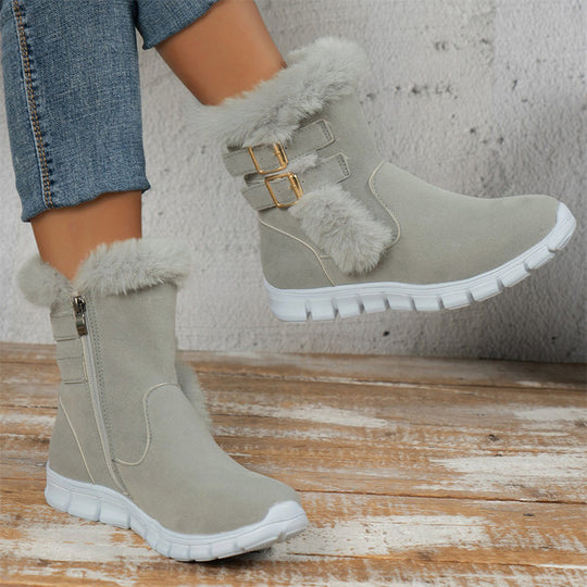 Stilvolle Winterstiefel mit Fellbesatz und Schnallen R&B R&B