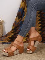 R&B | Damen Fischmaul Plateau Nietensandalen