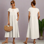 R&B | Casual Elegant Baumwolle und Leinenkleid