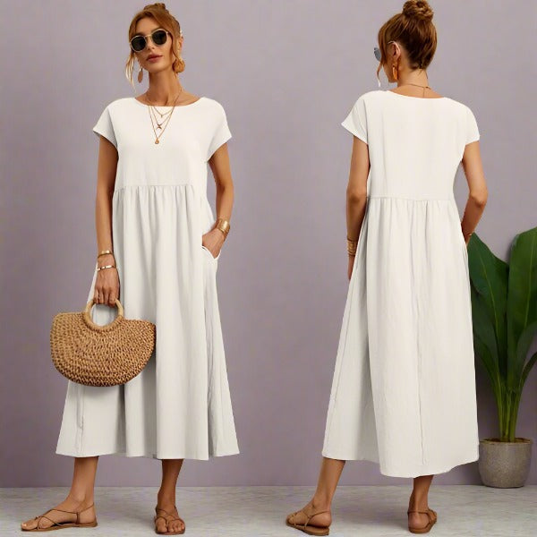 R&B | Casual Elegant Baumwolle und Leinenkleid