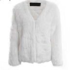 Damen Flauscher Kurzjacke mit modischem V-Ausschnitt R&B