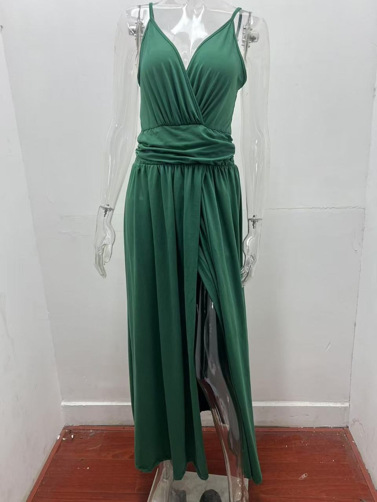 R&B | V-Ausschnitt Hosenträger ärmellos sexy rückenfreies farblich passendes Kleid
