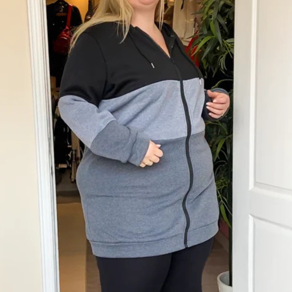 R&B | Lange Kapuzenjacke mit Reißverschluss für Damen im Herbst