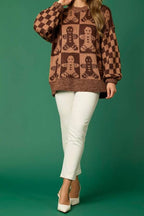 R&B | WeihnachtslR&Bkuchenmann Rundhalsausschnitt Langarm Lockere Strickpullover