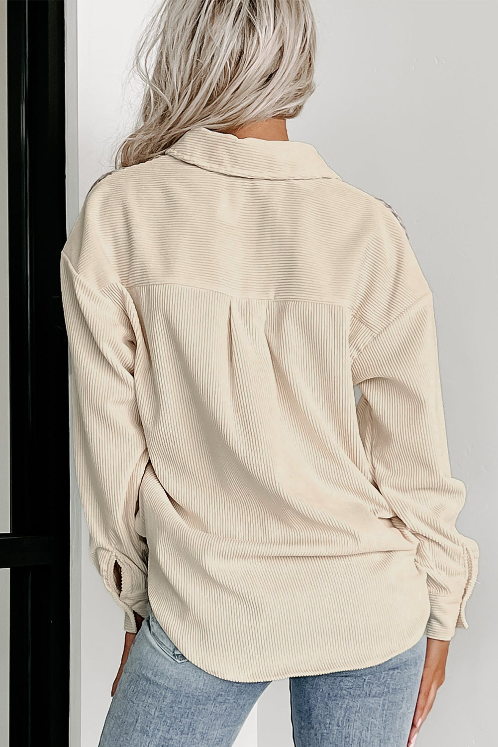 R&B | Hundezahn Muster Hemdjacke Baumwollmischung Trendy und Komfortabel