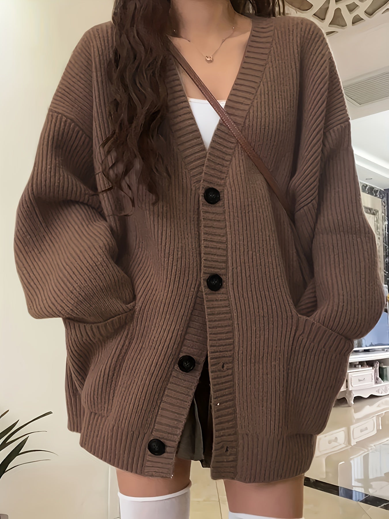 R&B | Damen Freizeit Baumwoll Strickjacke