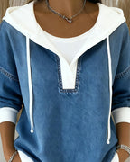 R&B | Sweatshirt mit Schnürung und Denim Einsätzen