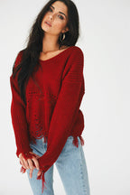 Damen Pullover mit lässigem Fransen-Design R&B