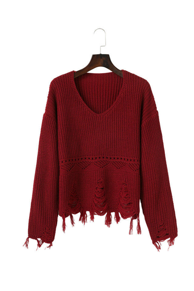 Damen Pullover mit lässigem Fransen-Design R&B