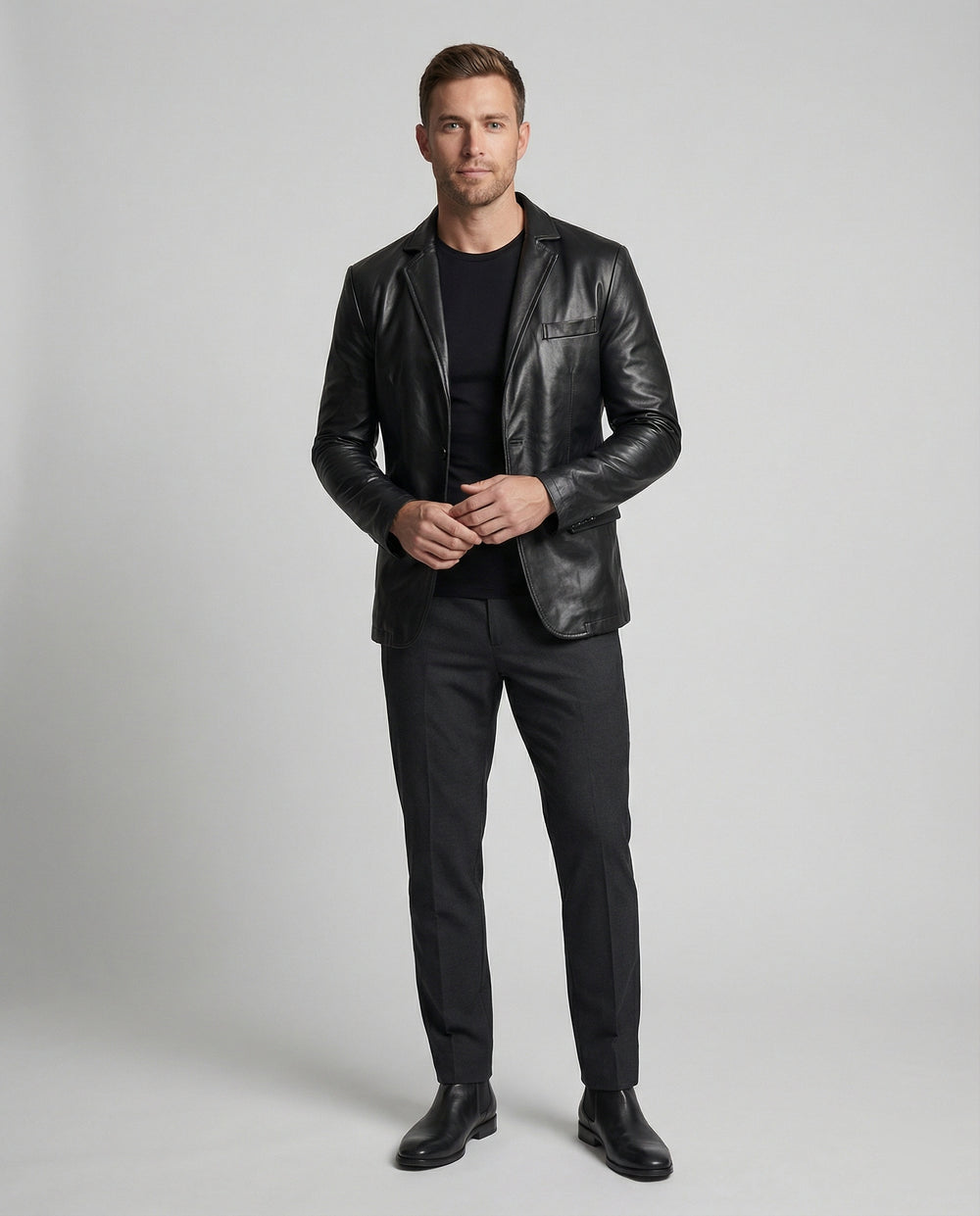 Herren Kunstleder Blazer modern