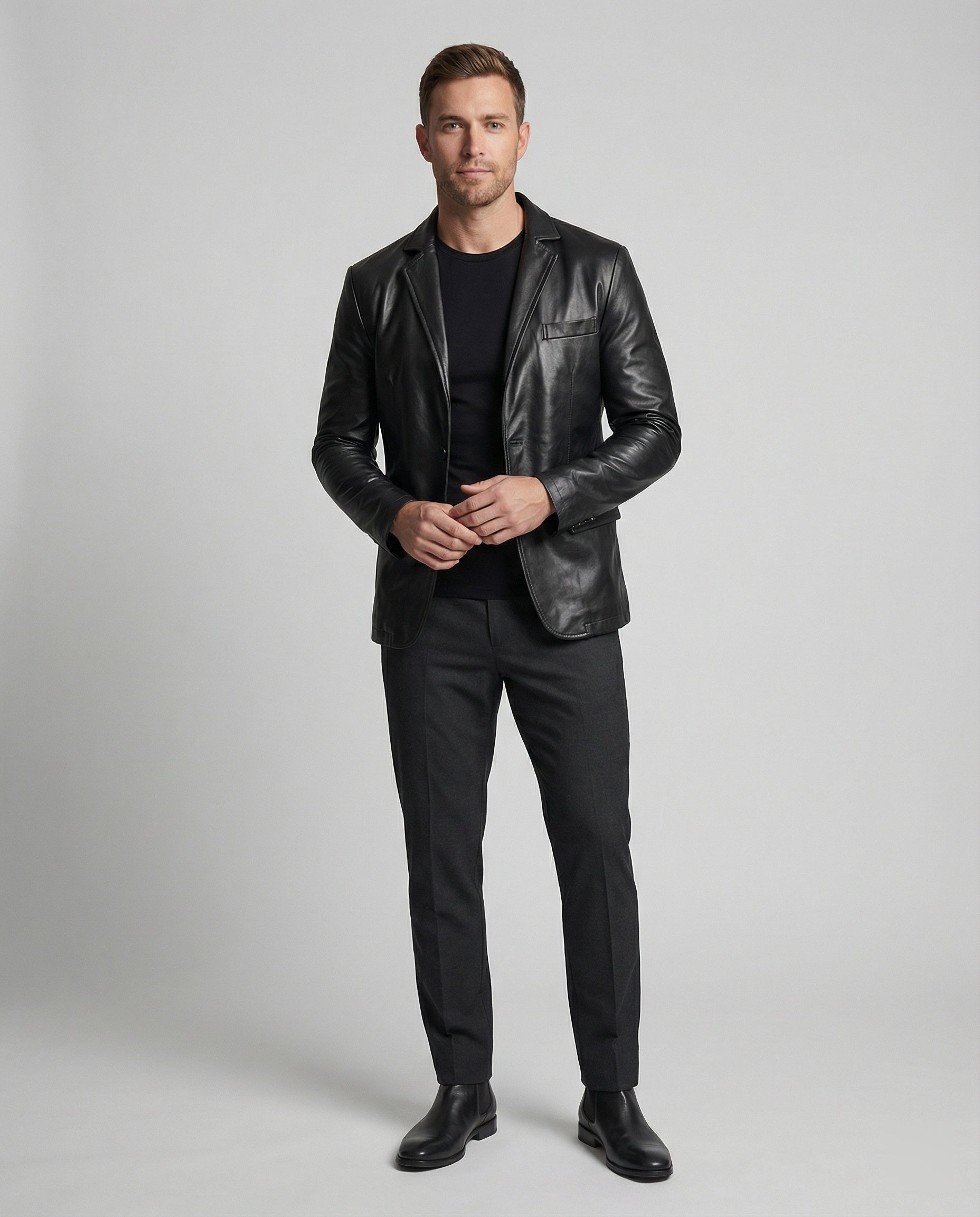 Herren Kunstleder Blazer modern