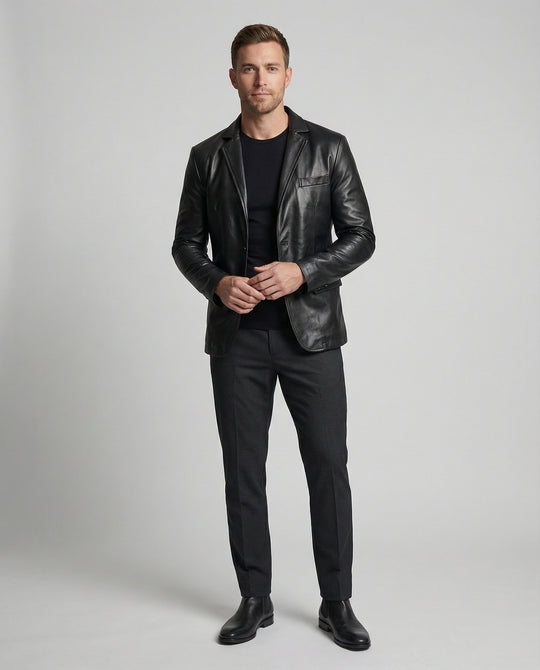 Herren Kunstleder Blazer modern
