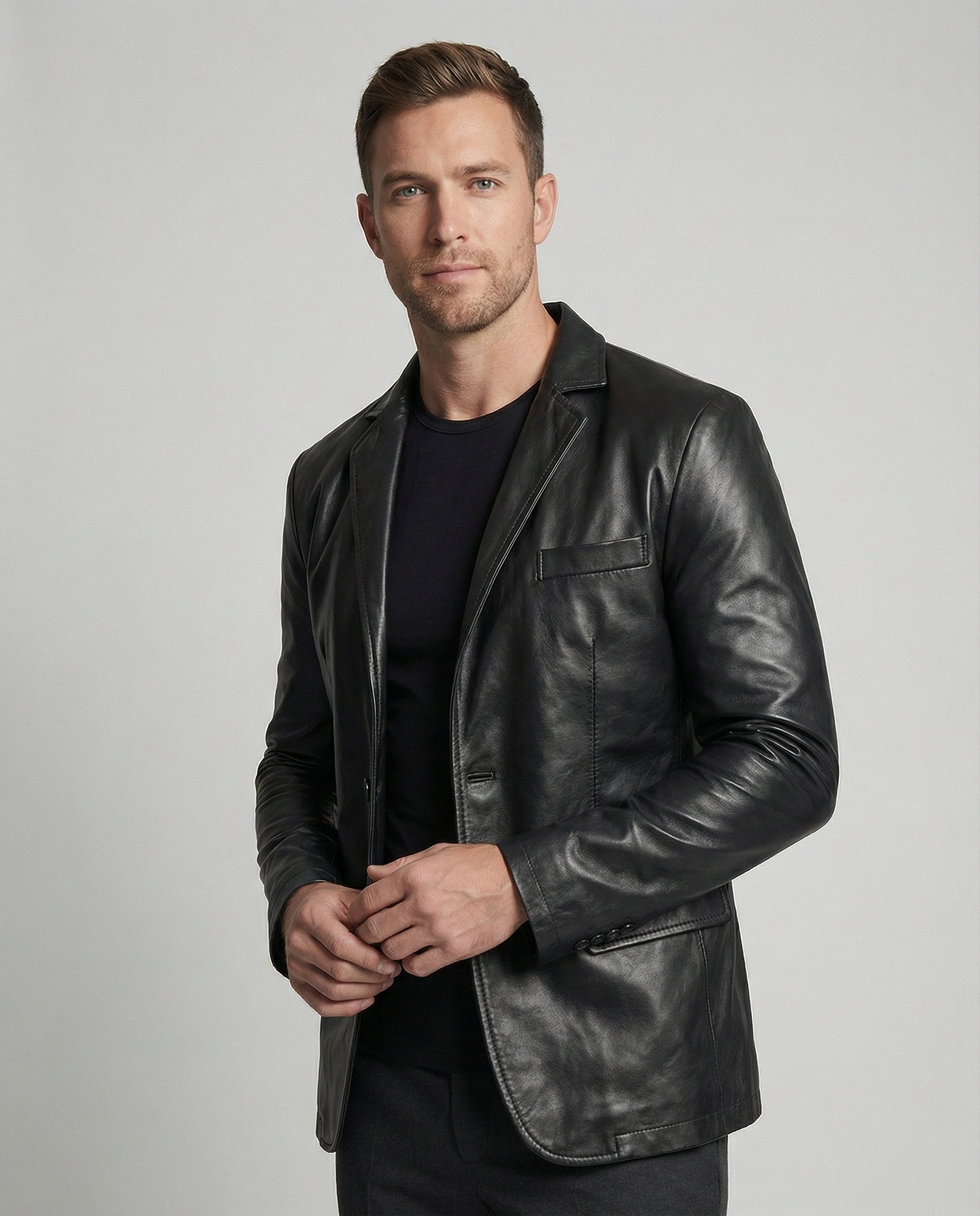 Herren Kunstleder Blazer modern
