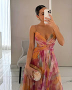 Damen Maxikleid Blumenprint Elegant