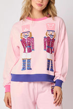 R&B | Weihnachtsmann Pailletten Freizeit Sweatshirt und elastische Taillen lockere Taschenhose Set