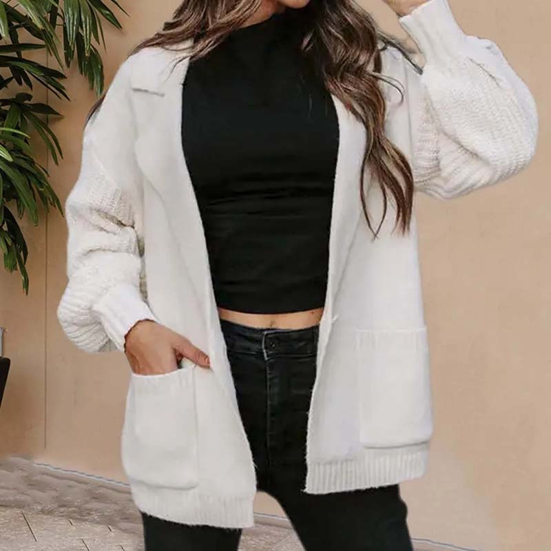 R&B | Einfarbige Zeitlose Strickjacke für Damen