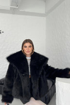 R&B | Faux-Fur-Schalkragenjacke