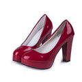 Damen nan Plateau-Pumps mit breitem Blockabsatz in glänzender Lackoptik R&B