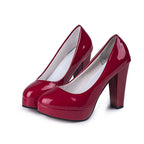 Damen nan Plateau-Pumps mit breitem Blockabsatz in glänzender Lackoptik R&B