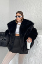 R&B | Faux-Fur-Schalkragenjacke