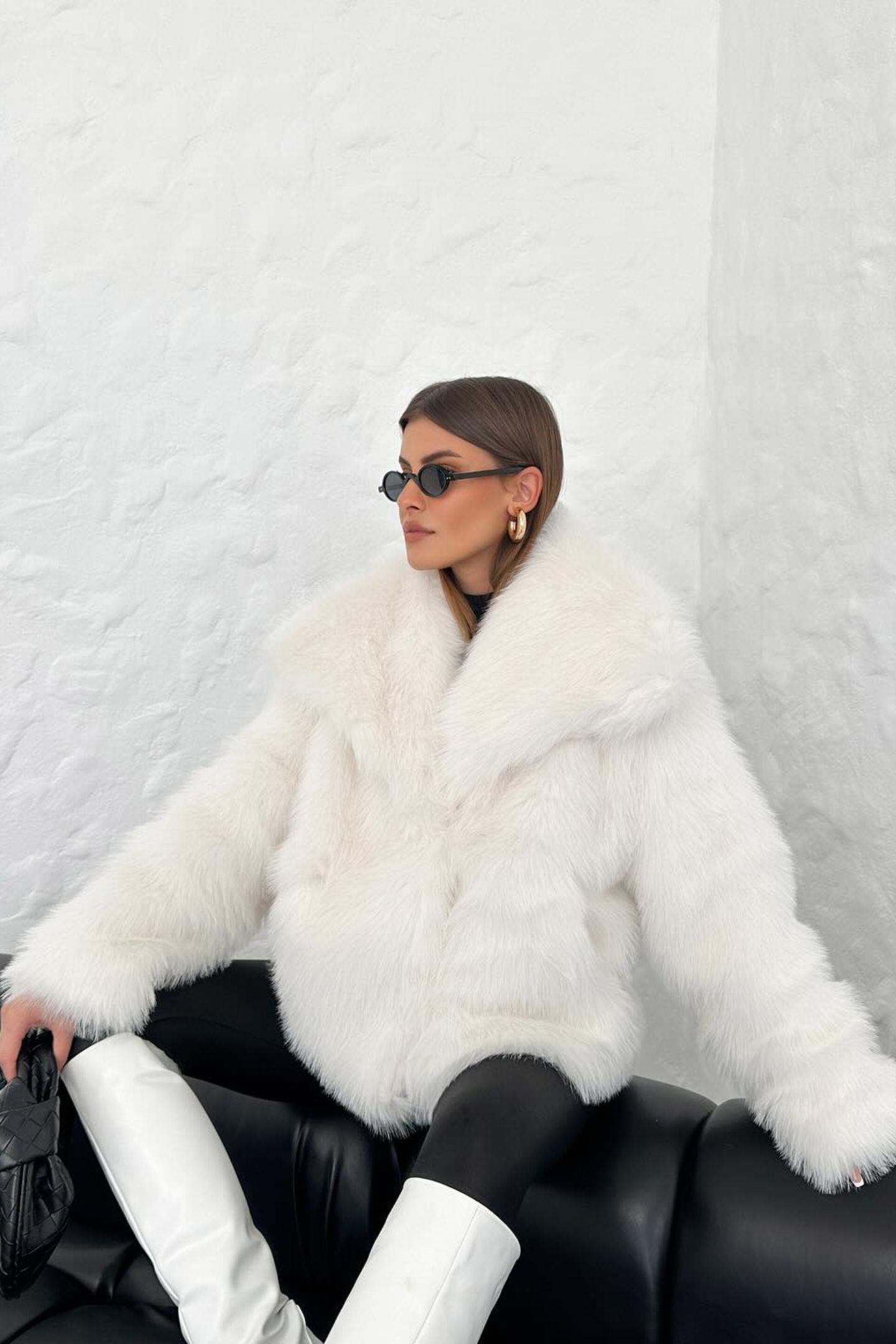R&B | Faux-Fur-Schalkragenjacke