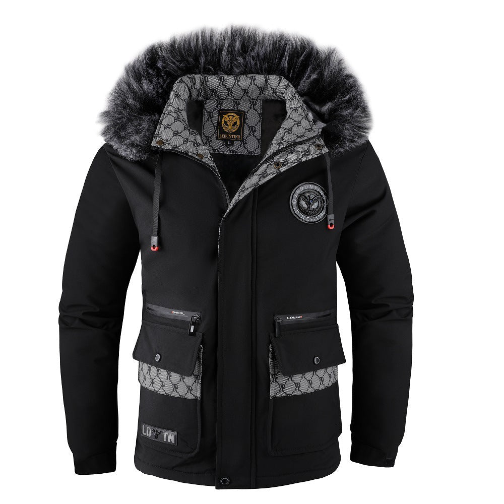 R&B | Herrenjacke mit Abnehmbarer, Pelzgefütterter Kapuze