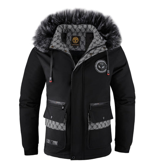 R&B | Herrenjacke mit Abnehmbarer, Pelzgefütterter Kapuze