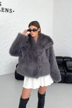 R&B | Faux-Fur-Schalkragenjacke