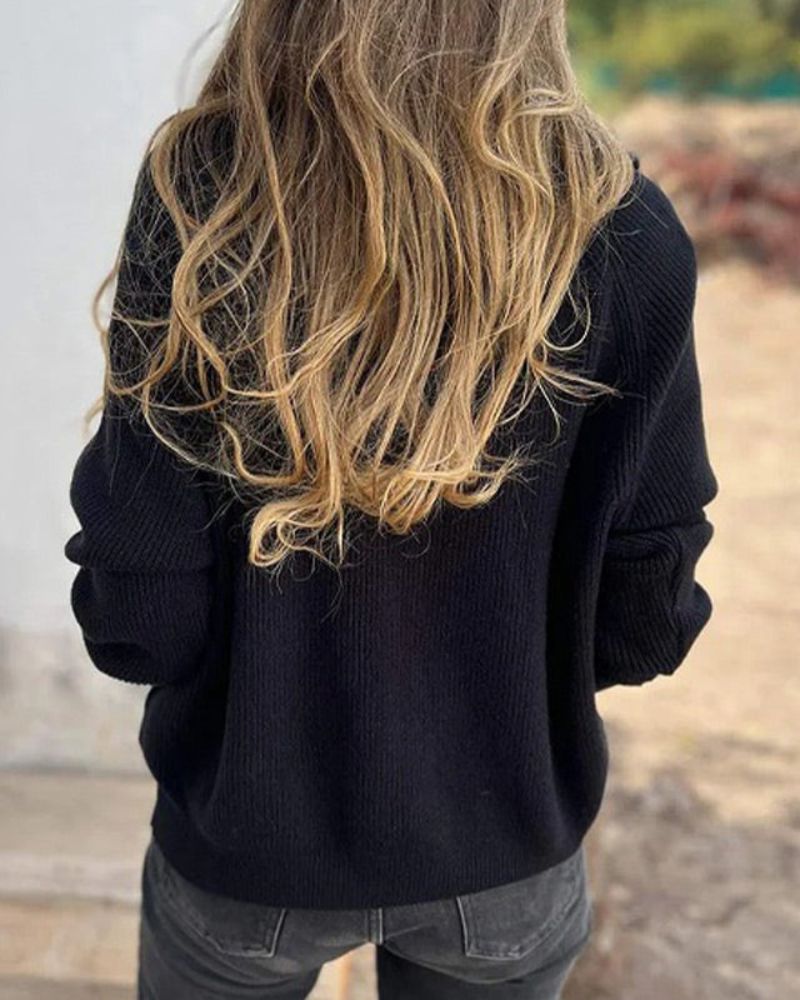 R&B | Lässiger Langarm Strickpullover